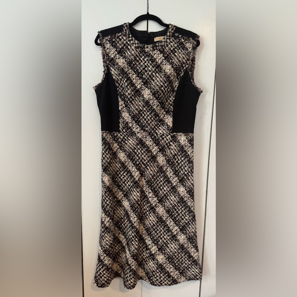 Tory Burch Black and White Plaid Sleeveless A-Line Dress - Picture 2 of 5